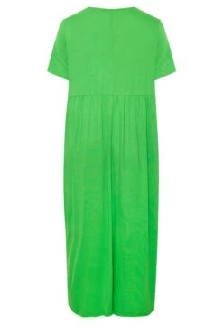 LIMITED COLLECTION - Aangerimpelde Maxi-jurk Met Korte Mouwen In Felgroen -NAOMI Kleding Winkel 00cabb9c 6951 43 215718 Y