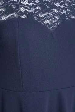 YOURS LONDON - Midi-jurk Met Sweetheart Hals & Bloemenkant In Donkerblauw -NAOMI Kleding Winkel 039a8203 b9b8 49 162028 Z