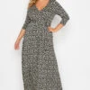 Maxi-jurk Met Vlinderprint & V-hals In Zwart En Beige -NAOMI Kleding Winkel 045ad900 64ce 42 301154 B