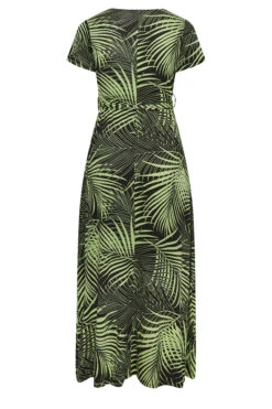 YOURS - Maxi-jurk Met Bladerprint, Omslag & Korte Mouwen In Groen -NAOMI Kleding Winkel 07bbb8f6 6109 41 301603 Y