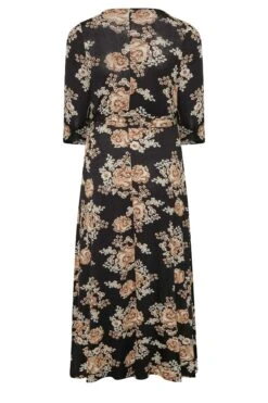 Maxi-jurk Met Bloemenprint & V-hals In Beige En Zwart -NAOMI Kleding Winkel 07c1c4ab 613d 4f 301149 Y