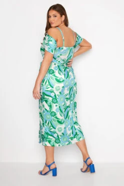 YOURS LONDON - Maxi-jurk Met Retro Bloemenprint & Blote Schouders In Blauw En Groen -NAOMI Kleding Winkel 08cad311 2029 4a 161788 D