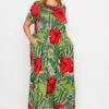 Maxi-jurk Met Tropische Print, Zakken & Korte Mouwen In Groen -NAOMI Kleding Winkel 0bb8e77e 8d95 4d 300970 B