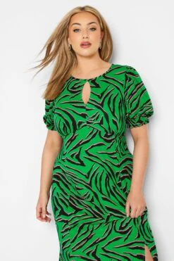 YOURS LONDON - Maxi-jurk Met Zebraprint & Uitsnijding In Groen -NAOMI Kleding Winkel 0c4ac246 f512 49 161590 D
