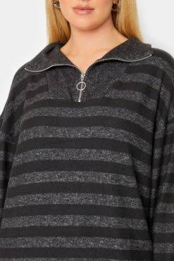 YOURS LUXURY - Soft Touch Trui-jurk Met Strepen In Zwart -NAOMI Kleding Winkel 0ec6de2b 1cb1 44 301482 E