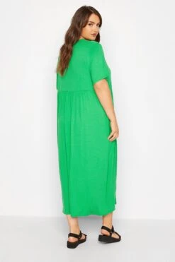 LIMITED COLLECTION - Aangerimpelde Maxi-jurk Met Korte Mouwen In Groen -NAOMI Kleding Winkel 10ac8542 ad94 4a 214636 D