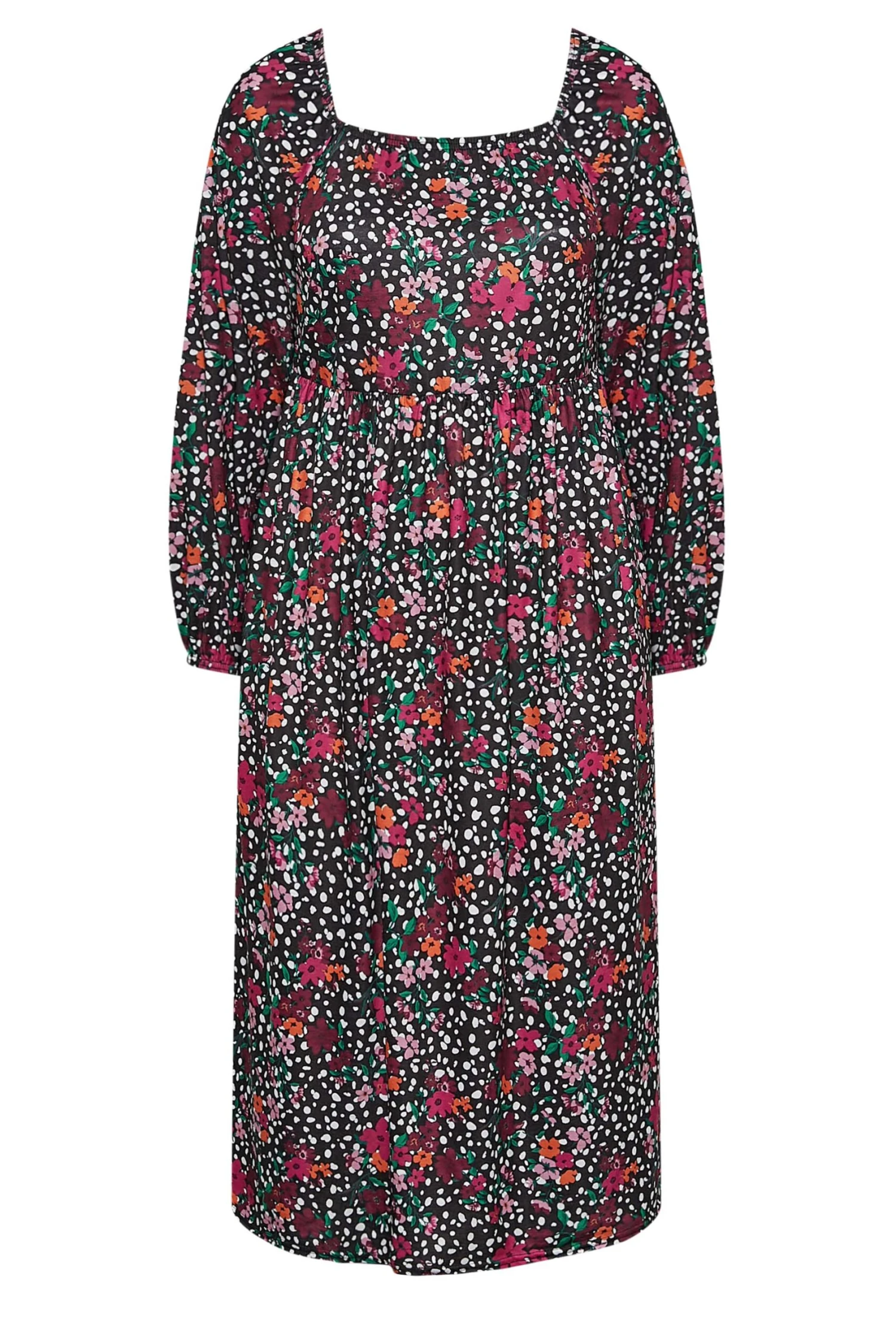 LIMITED COLLECTION - Midi-jurk Met Gemengde Print In Zwart 7 LIMITED COLLECTION - Midi-jurk Met Gemengde Print In Zwart - Afbeelding 5