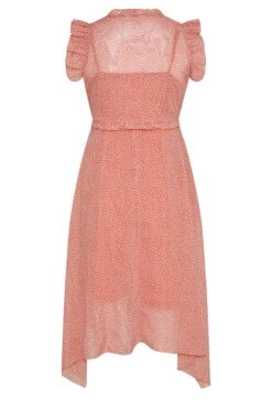 Mouwloze Jurk Met Stippenprint & Asymmetrische Zoom In Koraal -NAOMI Kleding Winkel 112eeefc a2bf 42 174007 Y