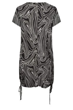 YOURS - Jurk Met Marmerprint & Mesh-paneel In Zwart -NAOMI Kleding Winkel 151af6e3 d167 4e 301197 Y