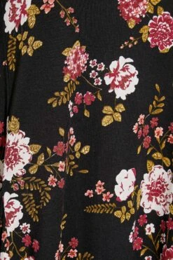 Jurk Met Bloemen, Zijzakken En 3/4-mouwen In Zwart & Rood -NAOMI Kleding Winkel 1575a8c4 933f 4b 137233 Z