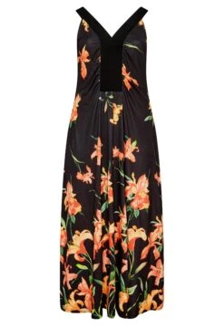 YOURS LONDON - Mouwloze Maxi-jurk Met Bloemmotief In Zwart -NAOMI Kleding Winkel 17301042 3407 49 162184 X