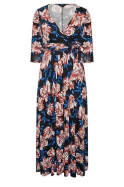 Maxi-jurk Met Bloemenprint & V-hals In Blauw En Zwart -NAOMI Kleding Winkel 190fb48d 9c32 42 301153 X