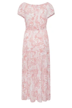 Maxi-jurk Met Tropische Print, Elastische Taille & Bardot-hals In Roze -NAOMI Kleding Winkel 1c34a36e 8a2c 4b 137325 Y