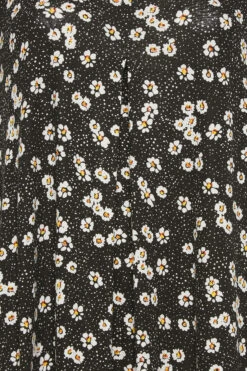 YOURS - Maxi-jurk Met Madeliefjesprint & Korte Mouwen In Zwart -NAOMI Kleding Winkel 1ca03be0 6f24 49 137277 Z