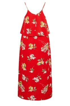 YOURS LONDON - Maxi-jurk Met Bloemmotief En Overlay In Rood -NAOMI Kleding Winkel 1d6bdc70 e9a8 41 161944 Y