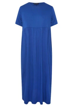 LIMITED COLLECTION - Aangerimpelde Maxi-jurk Met Korte Mouwen In Blauw -NAOMI Kleding Winkel 1dd31605 87d0 42 215717 X