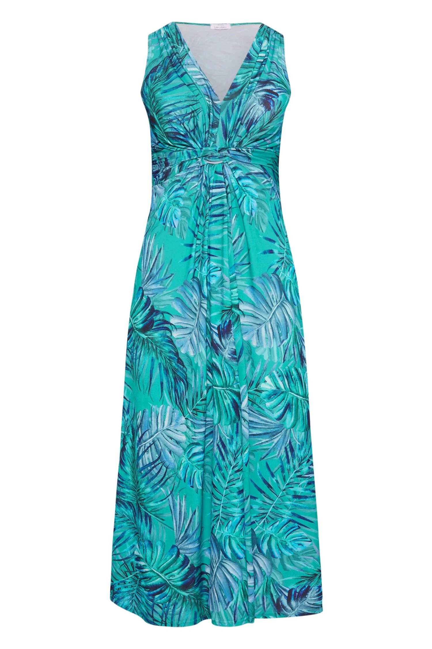 YOURS LONDON - Maxi-jurk Met Tropische Print & Knoopdetail In Groen 7 YOURS LONDON - Maxi-jurk Met Tropische Print & Knoopdetail In Groen - Afbeelding 5
