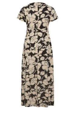YOURS - Maxi-jurk Met Bloemmotief & Strikdetail In Zwart/beige -NAOMI Kleding Winkel 1f720490 f48b 4d 137435 Y