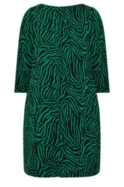 YOURS LONDON - Gebreide Midi-jurk Met Zebraprint & Zakken In Groen -NAOMI Kleding Winkel 225d582e c9c0 47 161937 Y