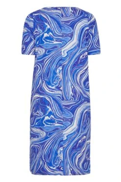 T-shirt-jurk Met Marmerprint & Uitsnijding In Blauw 13 T-shirt-jurk Met Marmerprint & Uitsnijding In Blauw -NAOMI Kleding Winkel 226747d4 4e3d 49 137209 Y