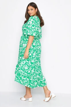 Midi-jurk Met Bloemenprint & Lange Achterkant In Groen -NAOMI Kleding Winkel 27a6c221 cfda 4e 137119 C