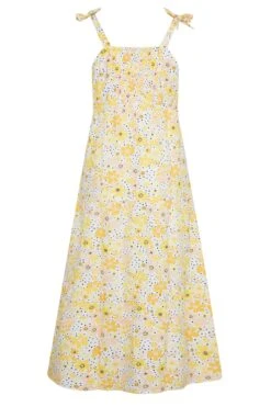 LIMITED COLLECTION - Mouwloze Maxi-jurk Met Retro Bloemen & Bandjes Met Strikdetail In Geel -NAOMI Kleding Winkel 27b0899b e490 4c 214490 Y