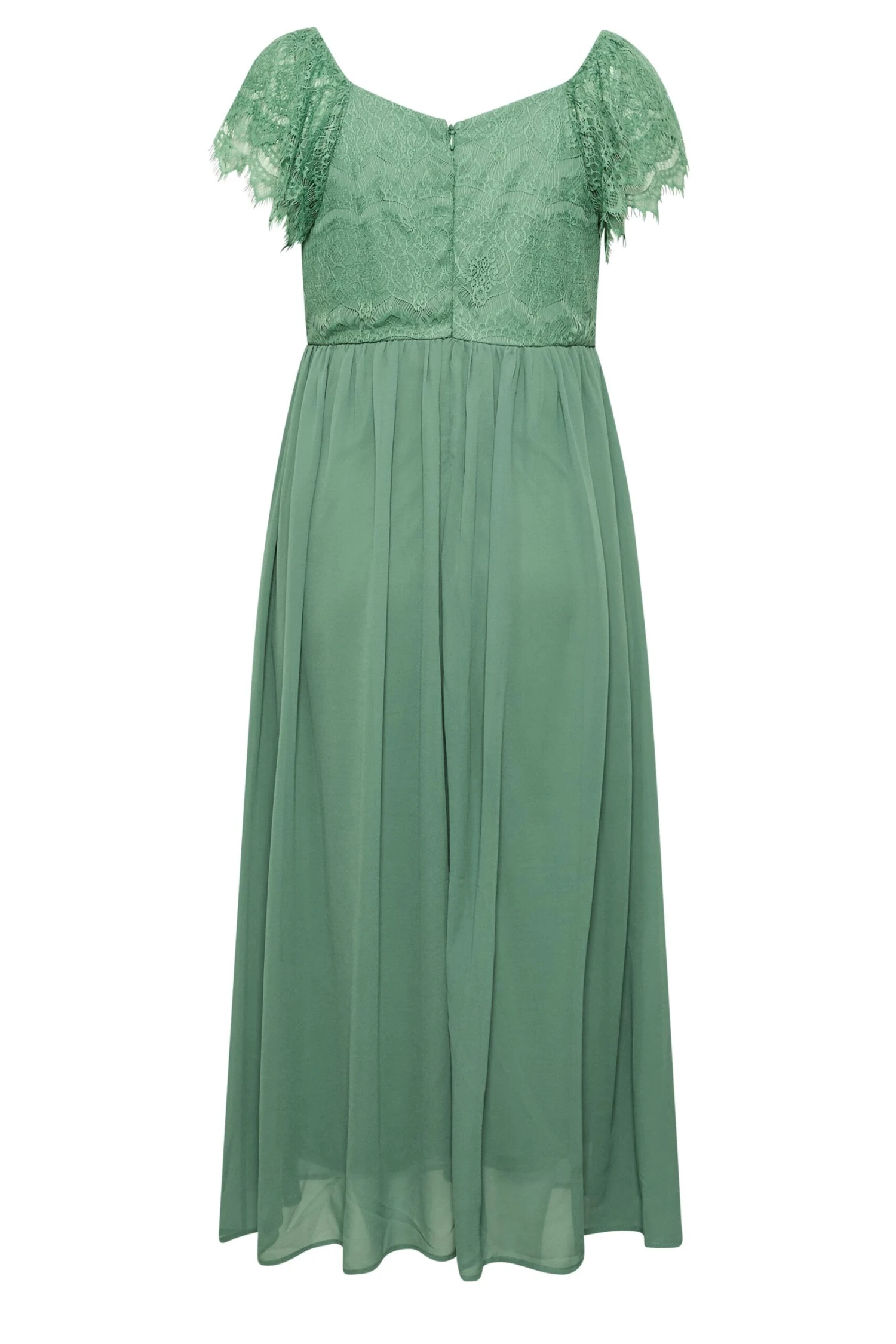 YOURS LONDON - Maxi-jurk Met Omslag & Kant In Groen 7 YOURS LONDON - Maxi-jurk Met Omslag & Kant In Groen - Afbeelding 6