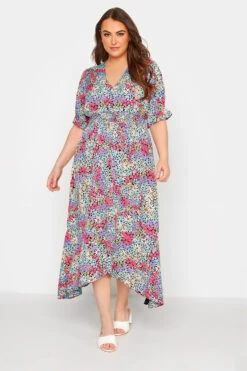 LIMITED COLLECTION - Curve Midi-jurk Met Bloemen & Asymmetrische Zoom In Multi -NAOMI Kleding Winkel 2f5c55bc 2508 4d 214367 A