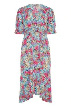 LIMITED COLLECTION - Curve Midi-jurk Met Bloemen & Asymmetrische Zoom In Multi -NAOMI Kleding Winkel 2fa337aa 480a 44 214367 F