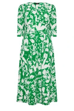 YOURS - Maxi-jurk Met Bloemmotief, V-hals & Splitdetail In Groen -NAOMI Kleding Winkel 3144768d efd1 43 301904 X