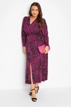 YOURS LONDON - Maxi-jurk Met Dierenprint & Elastische Taille In Roze