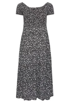 YOURS - Midaxi-jurk Met Bardot-hals En Bloemmotief In Zwart -NAOMI Kleding Winkel 33b7b075 0c13 4f 137289 Y