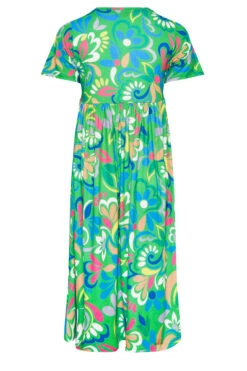 YOURS - Aangerimpelde Midaxi-jurk Met Abstracte Print In Groen -NAOMI Kleding Winkel 340a5b15 22ce 4f 137388 Y