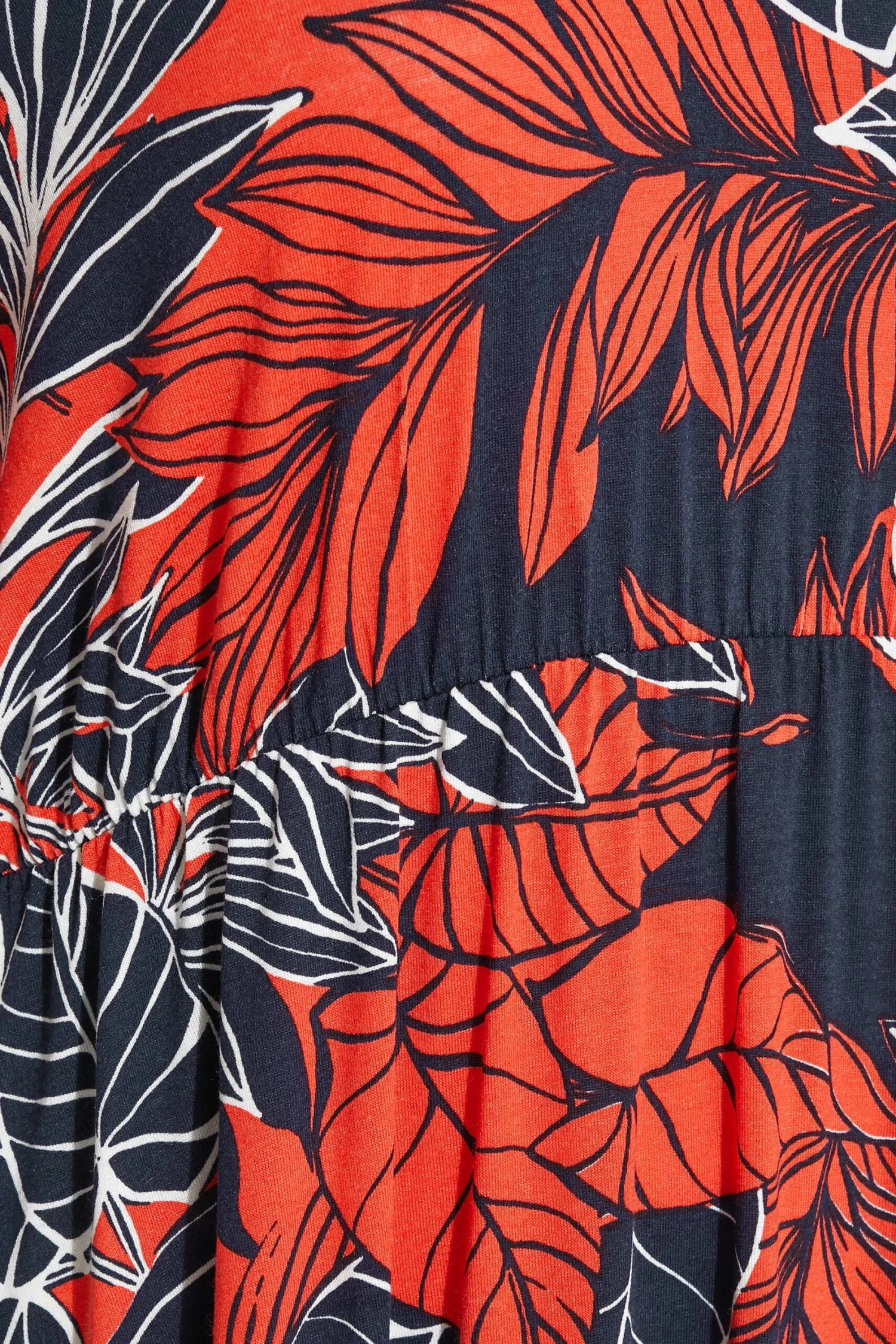 Midi-jurk Met Blote Schouders & Bladerprint In Zwart En Rood 6 Midi-jurk Met Blote Schouders & Bladerprint In Zwart En Rood - Afbeelding 4