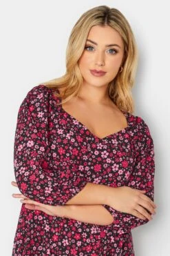 Midi-jurk Bloemenprint & Ballonmouwen In Zwart En Roze 10 Midi-jurk Bloemenprint & Ballonmouwen In Zwart En Roze -NAOMI Kleding Winkel 35a30ebb ab0f 4c 137212 D