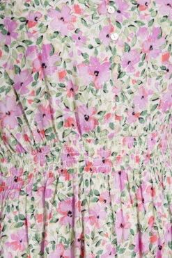 Midi-jurk Met Bloemenprint & Lange Achterkant In Wit En Lila -NAOMI Kleding Winkel 36b0711b 35b2 40 137118 Z