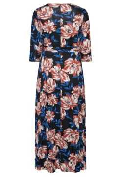Maxi-jurk Met Bloemenprint & V-hals In Blauw En Zwart -NAOMI Kleding Winkel 37e2a8cb 5c11 49 301153 Y