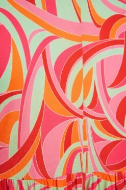 LIMITED COLLECTION - Aangerimpelde Midaxi-jurk Met Abstracte Print In Roze -NAOMI Kleding Winkel 390500ba ed77 4a 213732 S