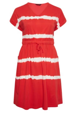 YOURS - Midi-jurk Met Tie-dye Print In Rood -NAOMI Kleding Winkel 39afb79a 6121 48 137270 X