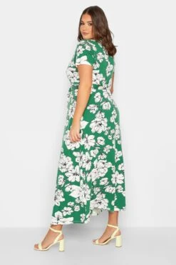 YOURS - Maxi-jurk Met Tropisch Bloemmotief & Korte Mouwen In Groen -NAOMI Kleding Winkel 3a5c1caf 19ca 4f 301600 C