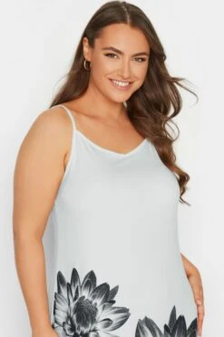 Maxi-jurk Met Cami-bandjes En Bloemenprint In Wit & Zwart -NAOMI Kleding Winkel 3abcd113 e104 49 301028 D