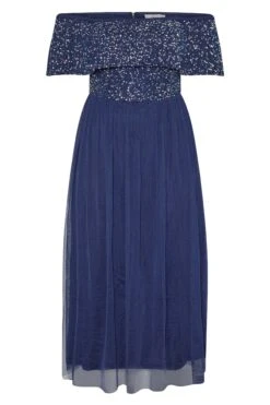 LUXE - Maxi-jurk Met Bardot-hals & Versiering In Blauw -NAOMI Kleding Winkel 3b5b0125 d238 4c 161203 X
