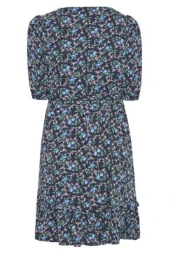 YOURS LONDON - Jurk Met Bloemetjesprint & Vierkante Hals In Donkerblauw -NAOMI Kleding Winkel 3e694e8e 4fed 4b 161194 Y