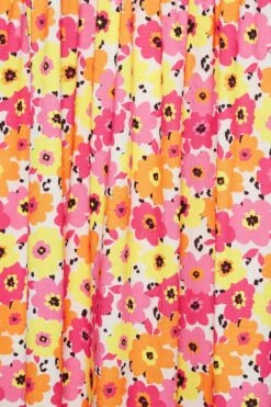 YOURS - Aangerimpelde Midi-jurk Met Bloemmotief In Roze/geel -NAOMI Kleding Winkel 3e87d035 ebdf 46 137389 Z