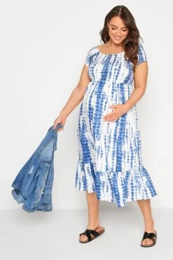 BUMP IT UP MATERNITY - Jurk Met Tie-dye Print & Smokwerk In Blauw -NAOMI Kleding Winkel 3f039c3c 8ae6 41 158361 B