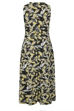 Mouwloze Maxi-jurk Met Bladerprint In Zwart & Geel -NAOMI Kleding Winkel 41a442c1 6693 40 300811 Y