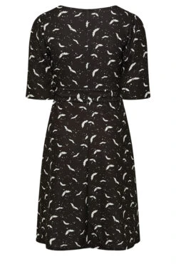 YOURS LONDON - Jurk Met Vleermuisprint, Vierkante Hals En Tailleband In Zwart -NAOMI Kleding Winkel 4249150b e01d 42 161855 Y