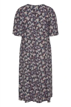 Midi-jurk Met Bloemetjesprint & Zijsplit In Zwart En Blauw -NAOMI Kleding Winkel 4415f02d dc51 41 173812 Y