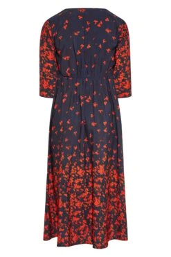 LIMITED COLLECTION - Curve Midaxi-jurk Met Bloemetjes & Knopen In Donkerblauw -NAOMI Kleding Winkel 461587b0 9dfd 43 213901 BK