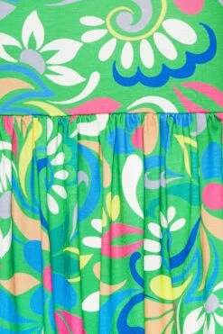 YOURS - Aangerimpelde Midaxi-jurk Met Abstracte Print In Groen -NAOMI Kleding Winkel 46c84294 ae07 44 137388 Z